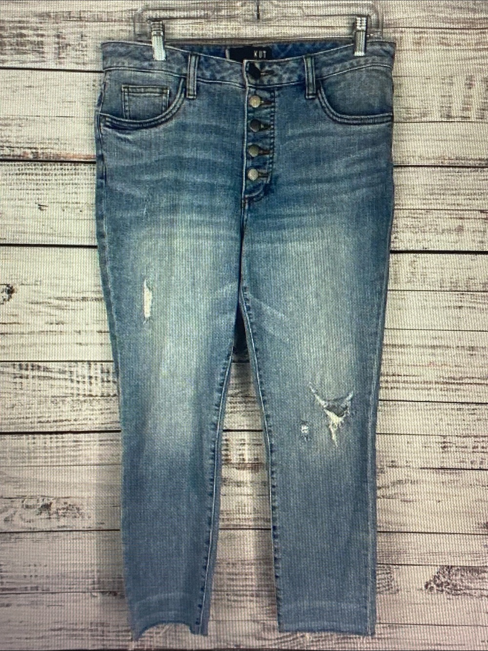 Kut from the Kloth Light Blue Straight Leg Distressed Jeans